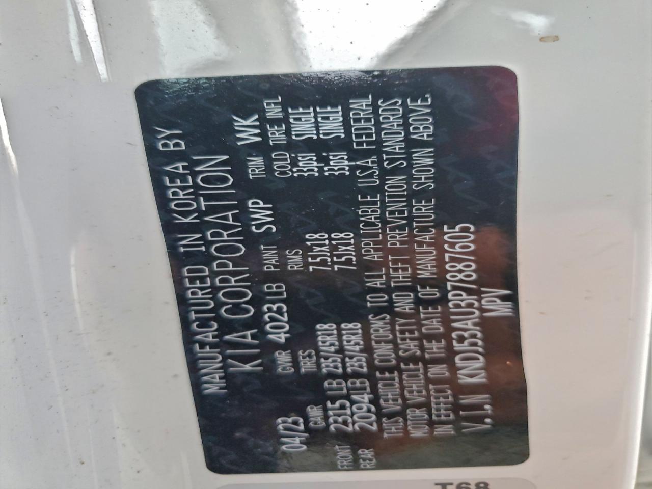 2023 Kia Soul Gt Line VIN: KNDJ53AU3P7887605 Lot: 93325135