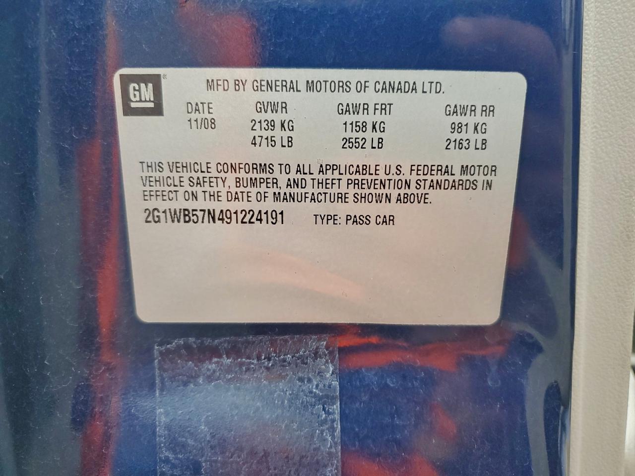 2009 Chevrolet Impala Ls VIN: 2G1WB57N491224191 Lot: 96425825