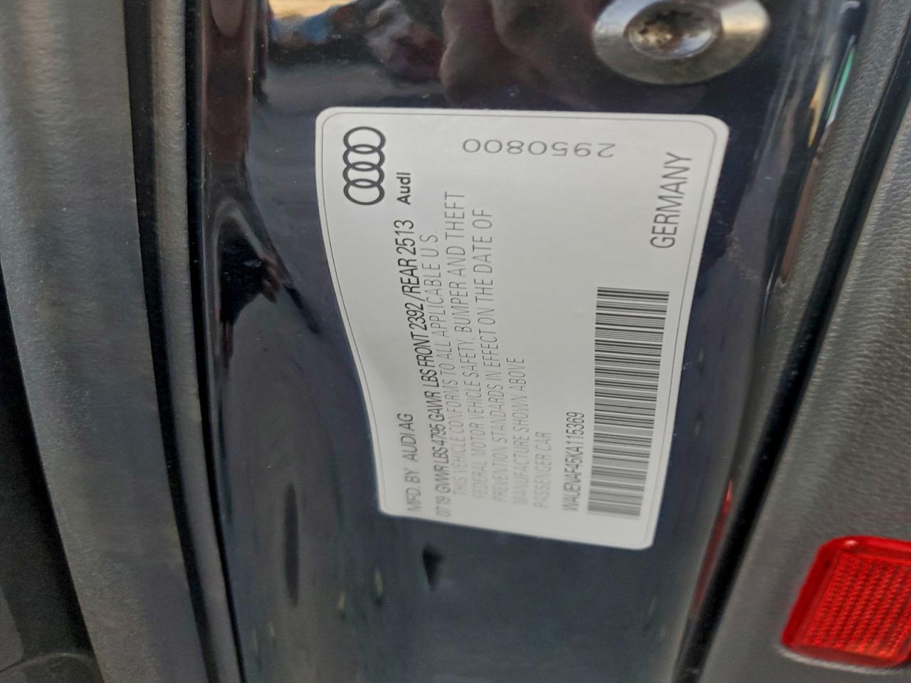 2019 Audi A4 Premium Plus VIN: WAUENAF45KA115369 Lot: 94304665