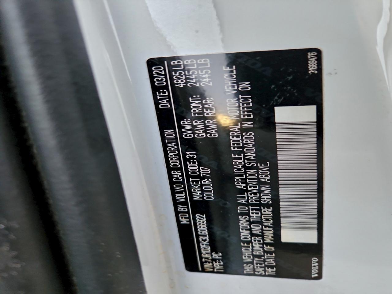 2020 Volvo S60 T5 Momentum VIN: 7JR102FK3LG066922 Lot: 95462525