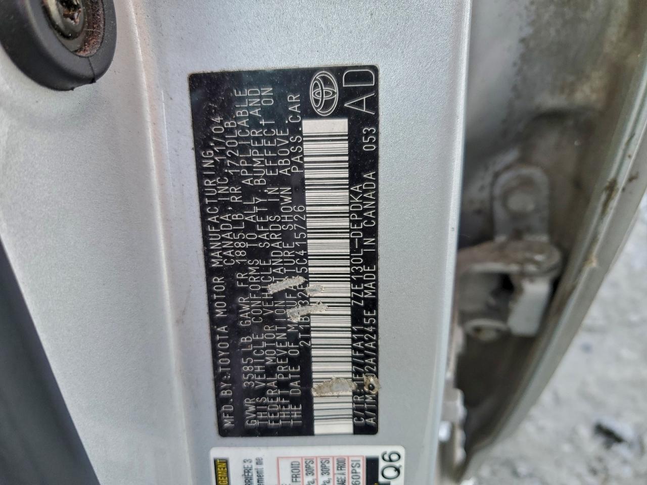 2005 Toyota Corolla Ce VIN: 2T1BR32E75C415726 Lot: 94823965