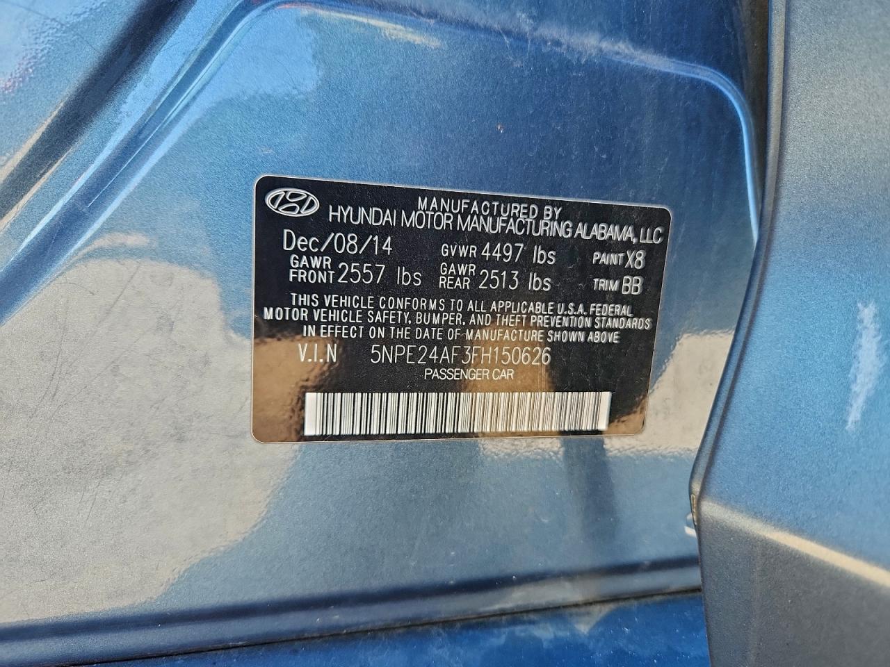 2015 Hyundai Sonata Se VIN: 5NPE24AF3FH150626 Lot: 96247275