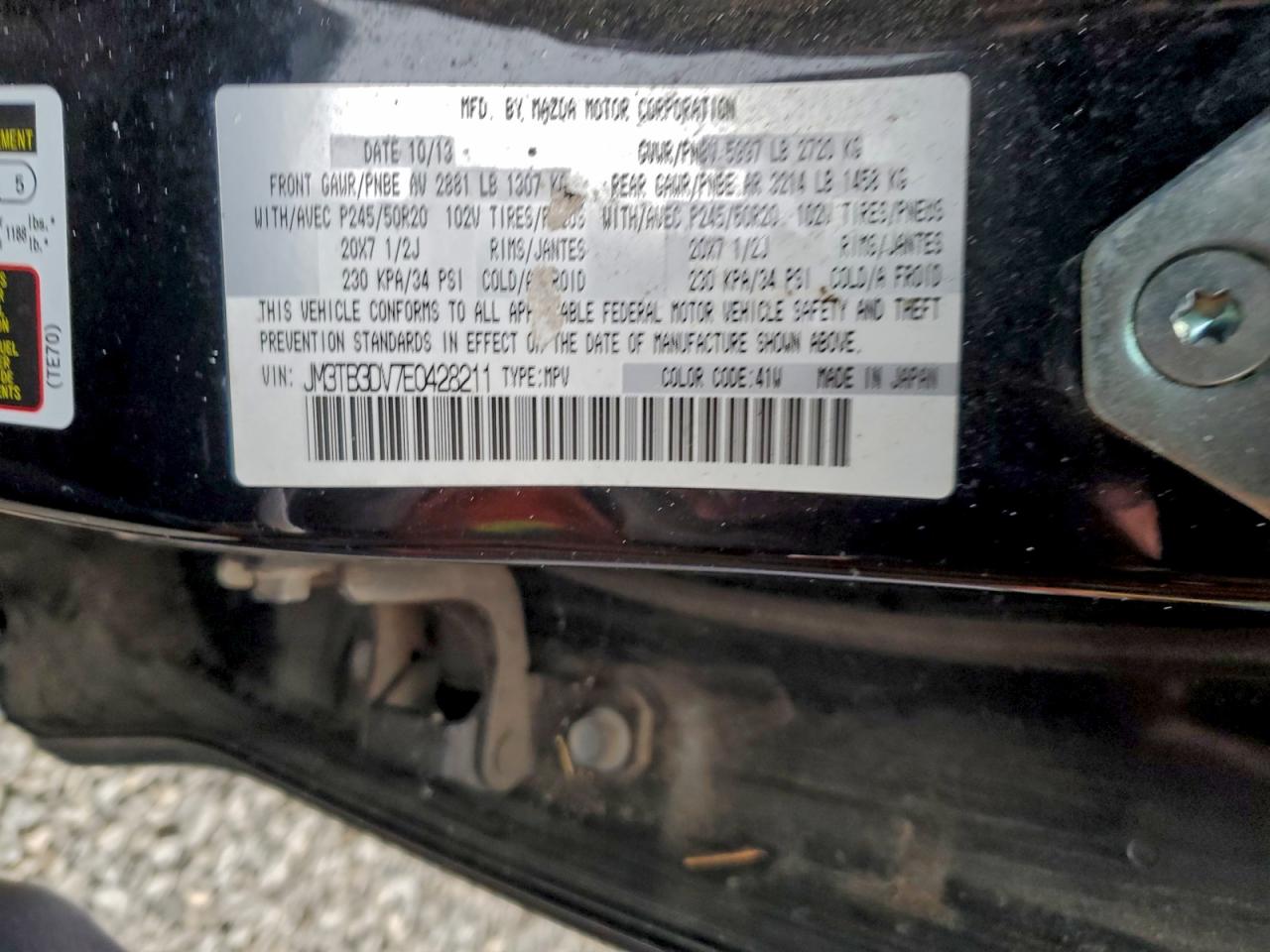 2014 Mazda Cx-9 Grand Touring VIN: JM3TB3DV7E0428211 Lot: 95264015