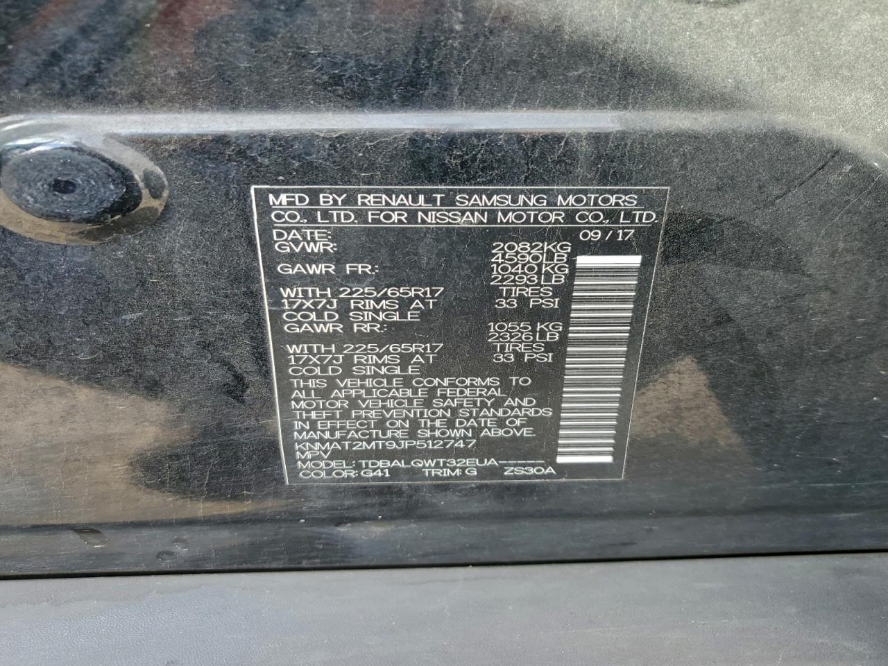 2018 Nissan Rogue S VIN: KNMAT2MT9JP512747 Lot: 95147435