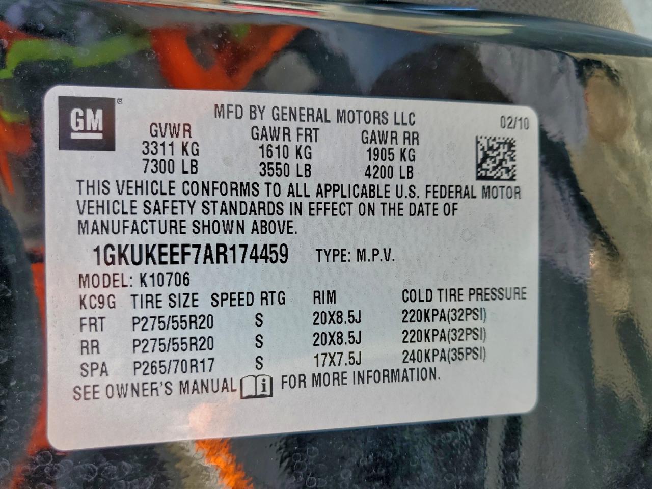 2010 GMC Yukon Denali VIN: 1GKUKEEF7AR174459 Lot: 96983215