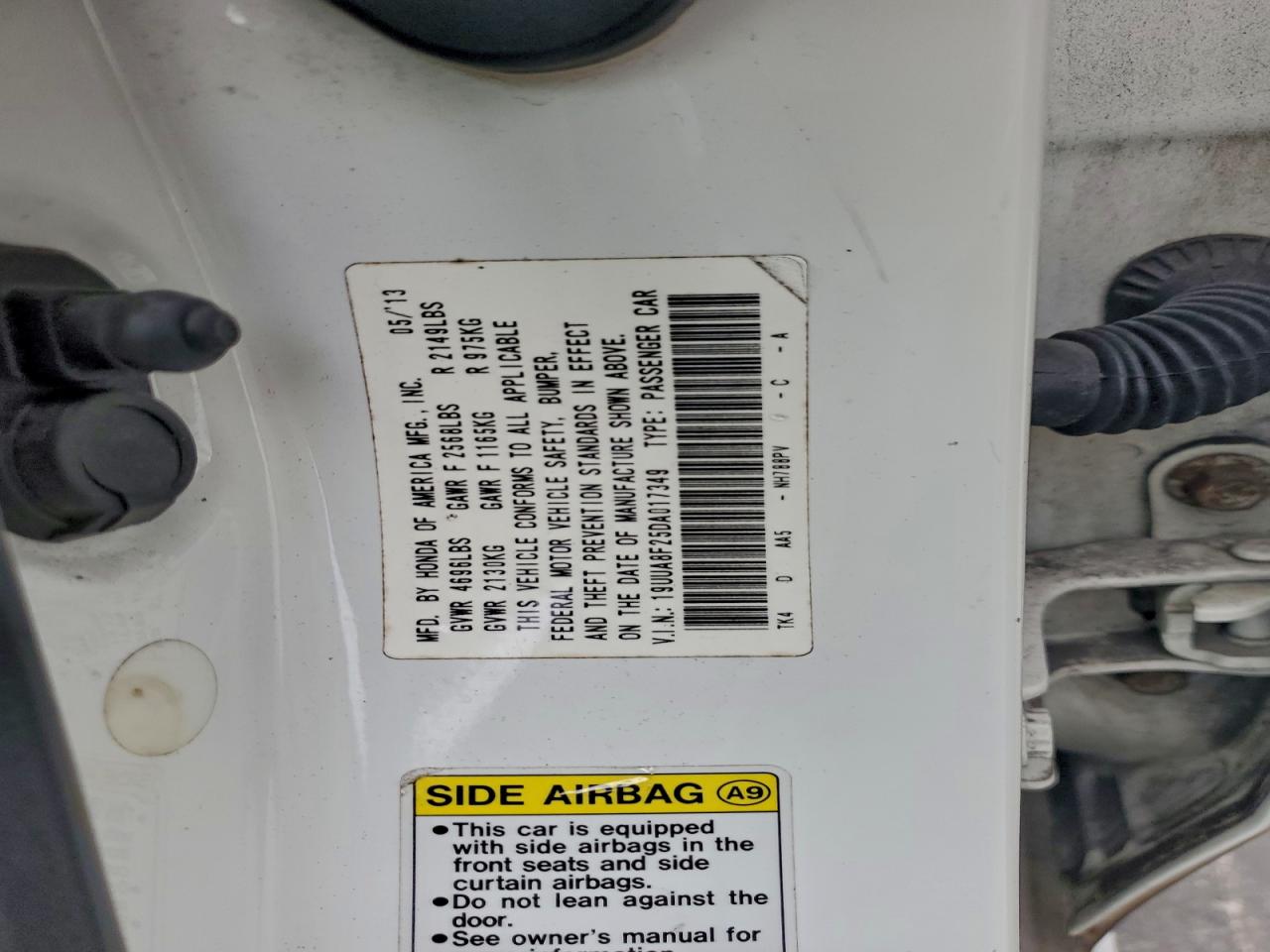 2013 Acura Tl VIN: 19UUA8F25DA017349 Lot: 97108505