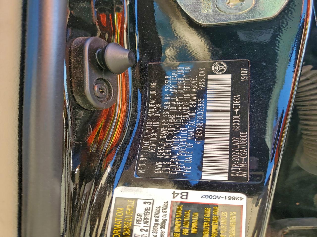 2008 Toyota Avalon Xl VIN: 4T1BK36B78U322955 Lot: 95260365