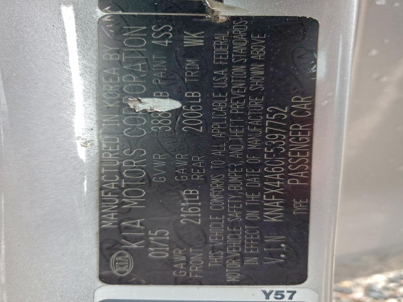 2015 Kia Forte Lx VIN: KNAFX4A60F5397752 Lot: 94718305