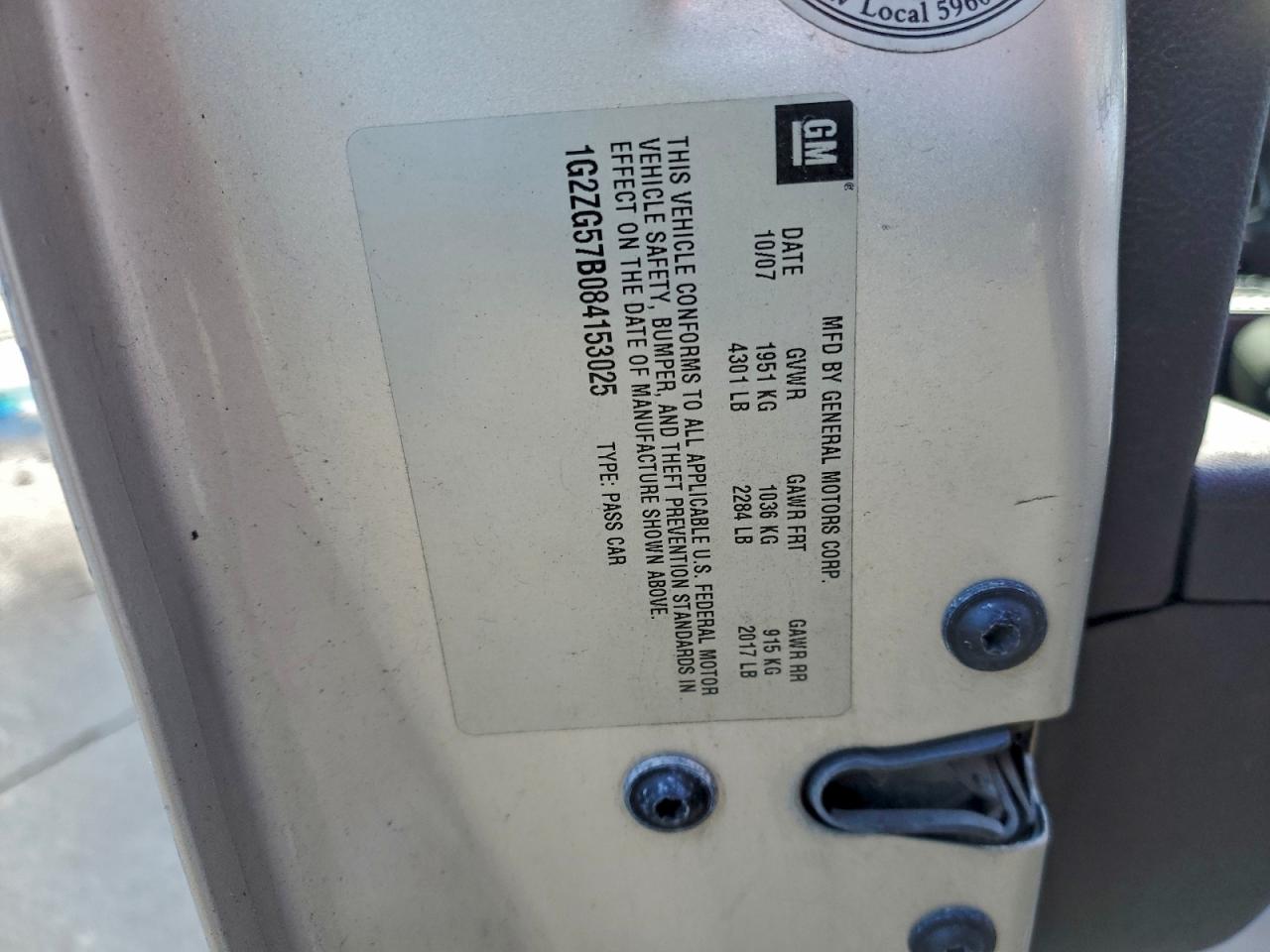 2008 Pontiac G6 Base VIN: 1G2ZG57B084153025 Lot: 95133575