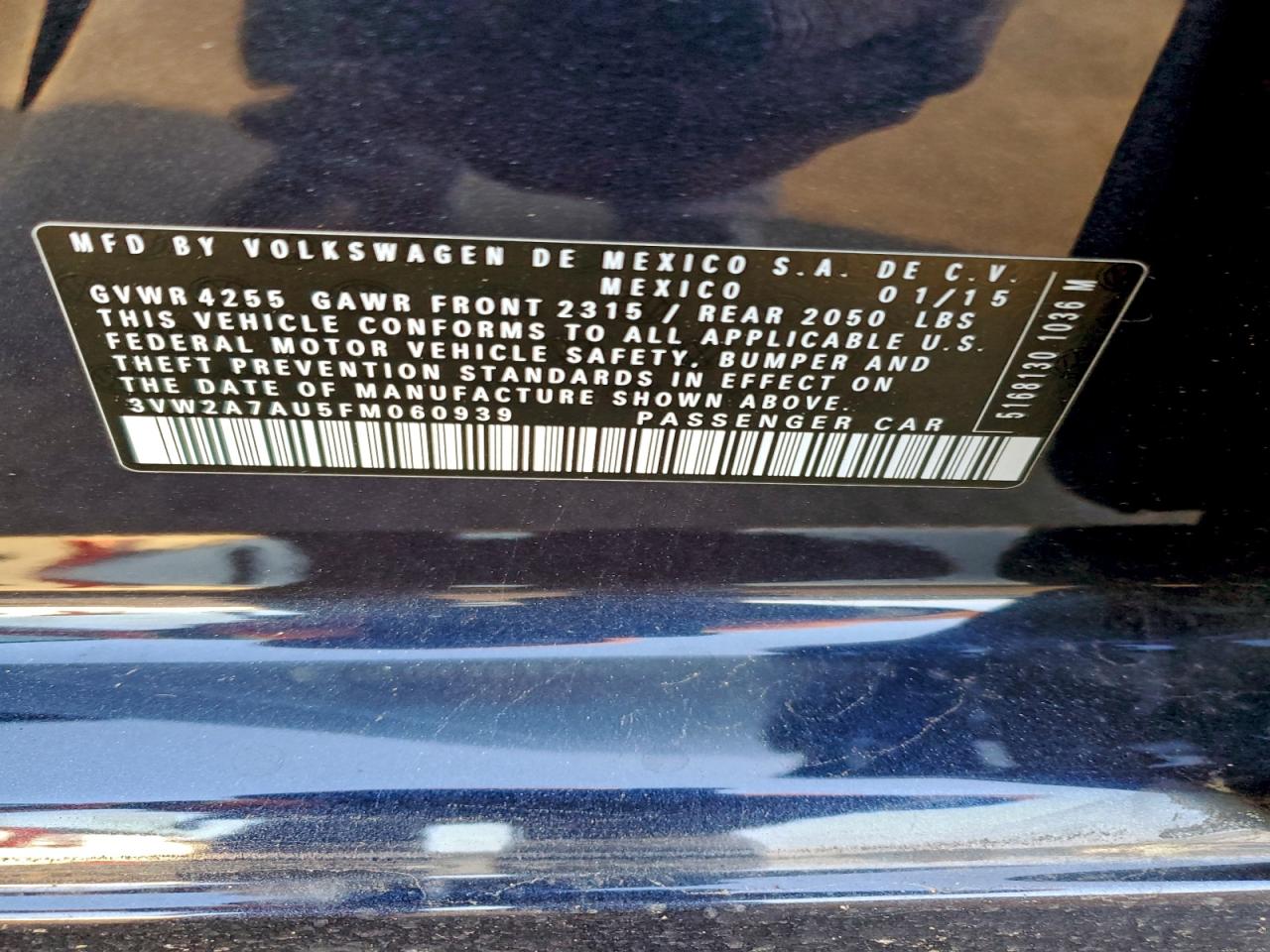 2015 Volkswagen Golf Tdi VIN: 3VW2A7AU5FM060939 Lot: 95012625