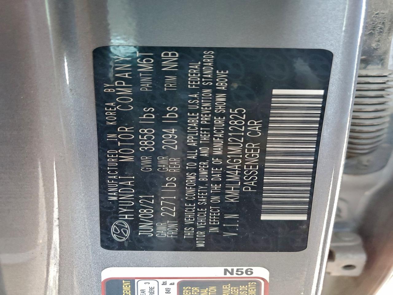 2021 Hyundai Elantra Sel VIN: KMHLM4AG1MU212825 Lot: 95341845