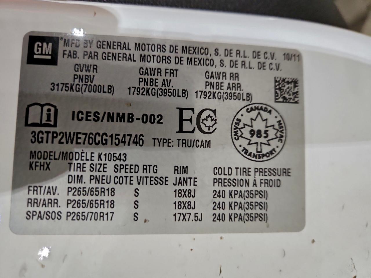 2012 GMC Sierra K1500 Slt VIN: 3GTP2WE76CG154746 Lot: 95722515