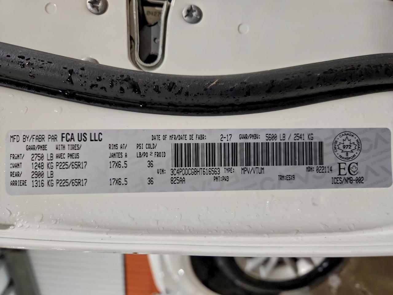 2017 Dodge Journey Sxt VIN: 3C4PDDCG8HT616563 Lot: 94963925