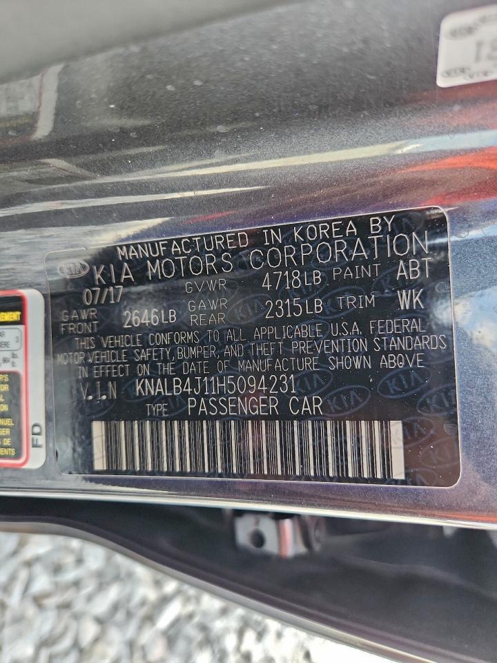 2017 Kia Cadenza Premium VIN: KNALB4J11H5094231 Lot: 94727965