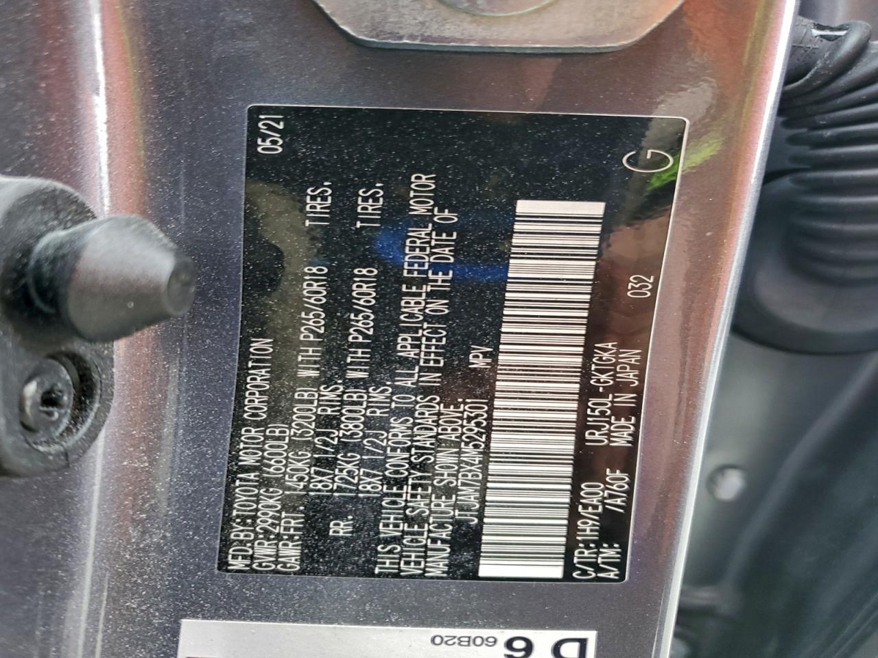 2021 Lexus Gx 460 Premium VIN: JTJAM7BX4M5295301 Lot: 93872625