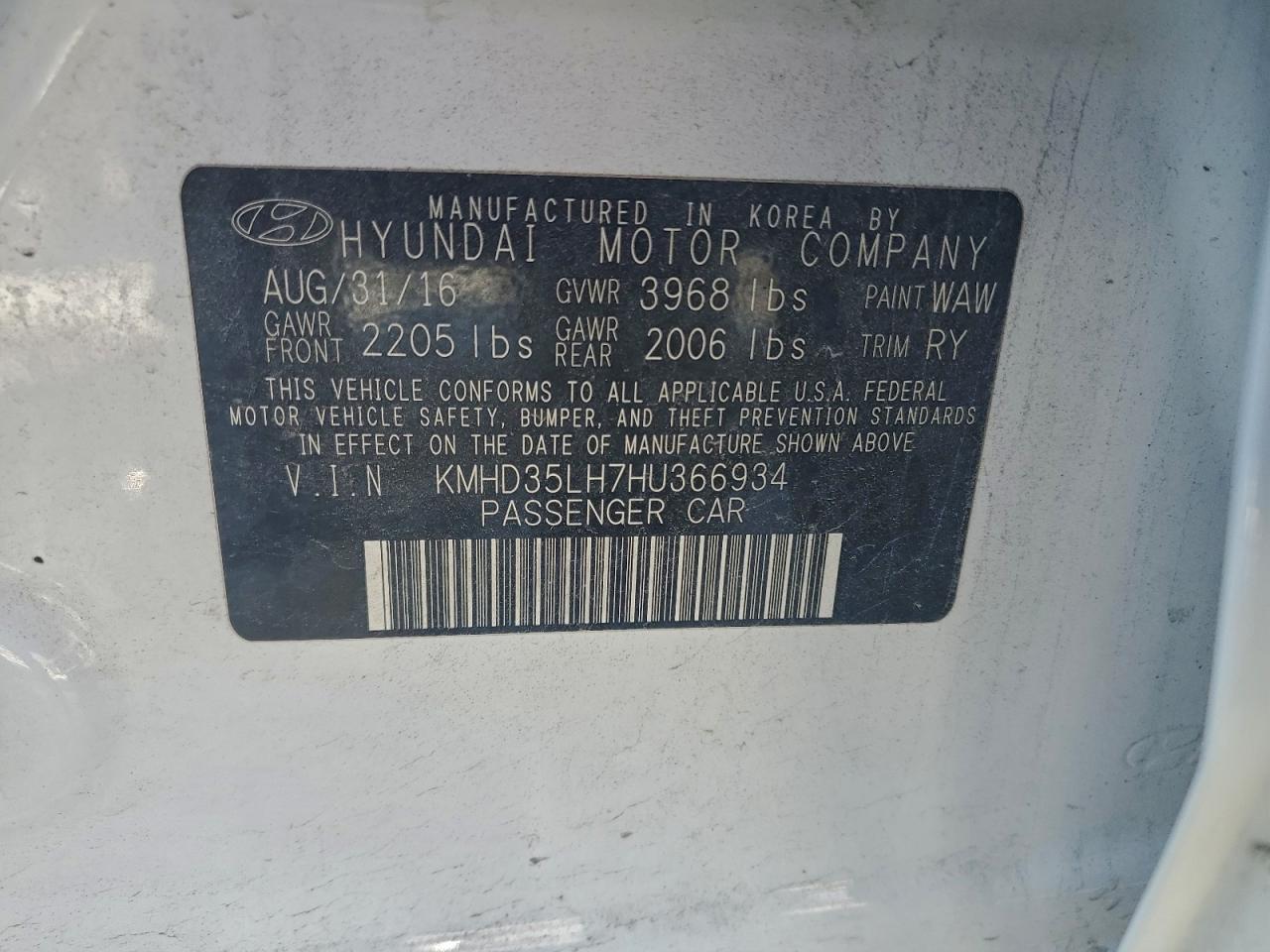 2017 Hyundai Elantra Gt VIN: KMHD35LH7HU366934 Lot: 94548225