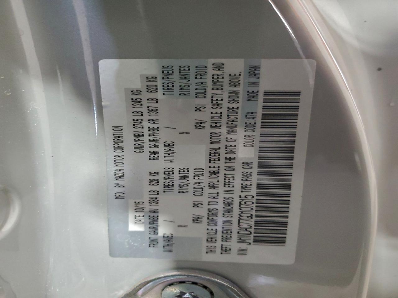 2016 Mazda Mx-5 Miata Club VIN: JM1NDAC77G0107615 Lot: 94939765