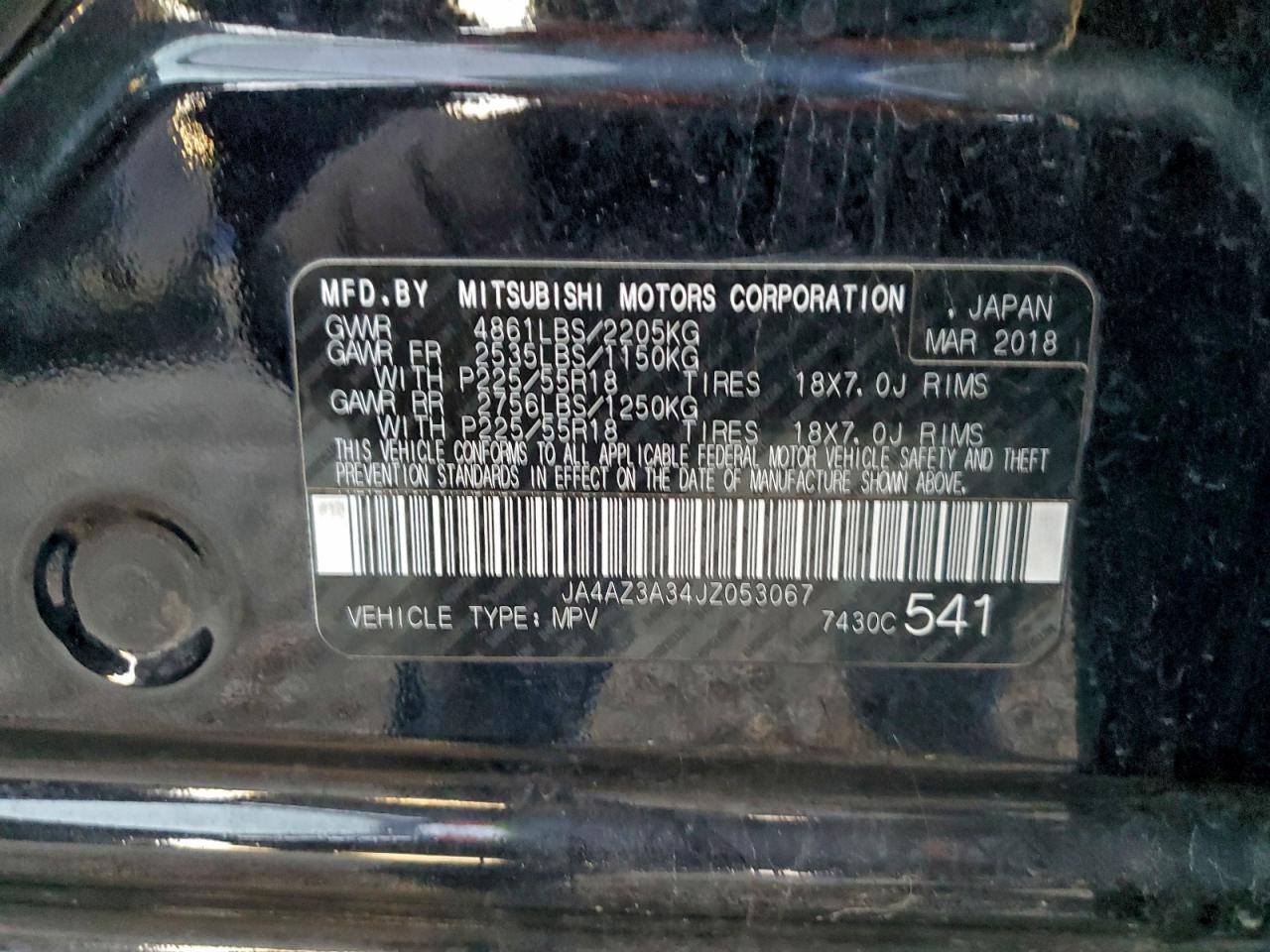 2018 Mitsubishi Outlander Se VIN: JA4AZ3A34JZ053067 Lot: 95083485