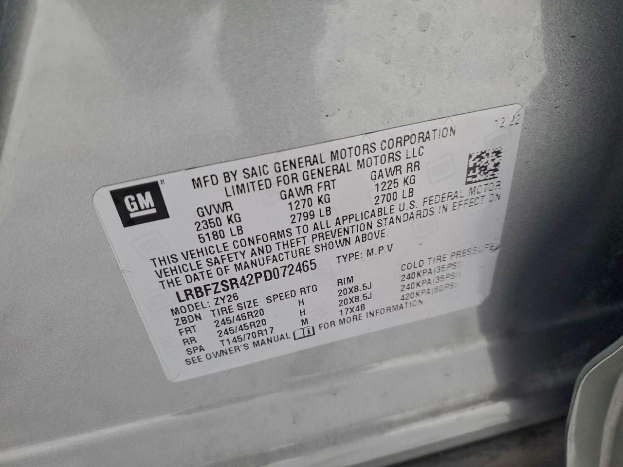 2023 Buick Envision Avenir VIN: LRBFZSR42PD072465 Lot: 94983945