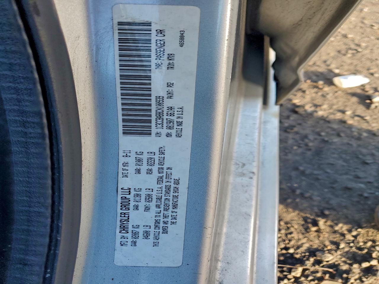 2012 Chrysler 200 Lx VIN: 1C3CCBAB8CN100939 Lot: 92984865