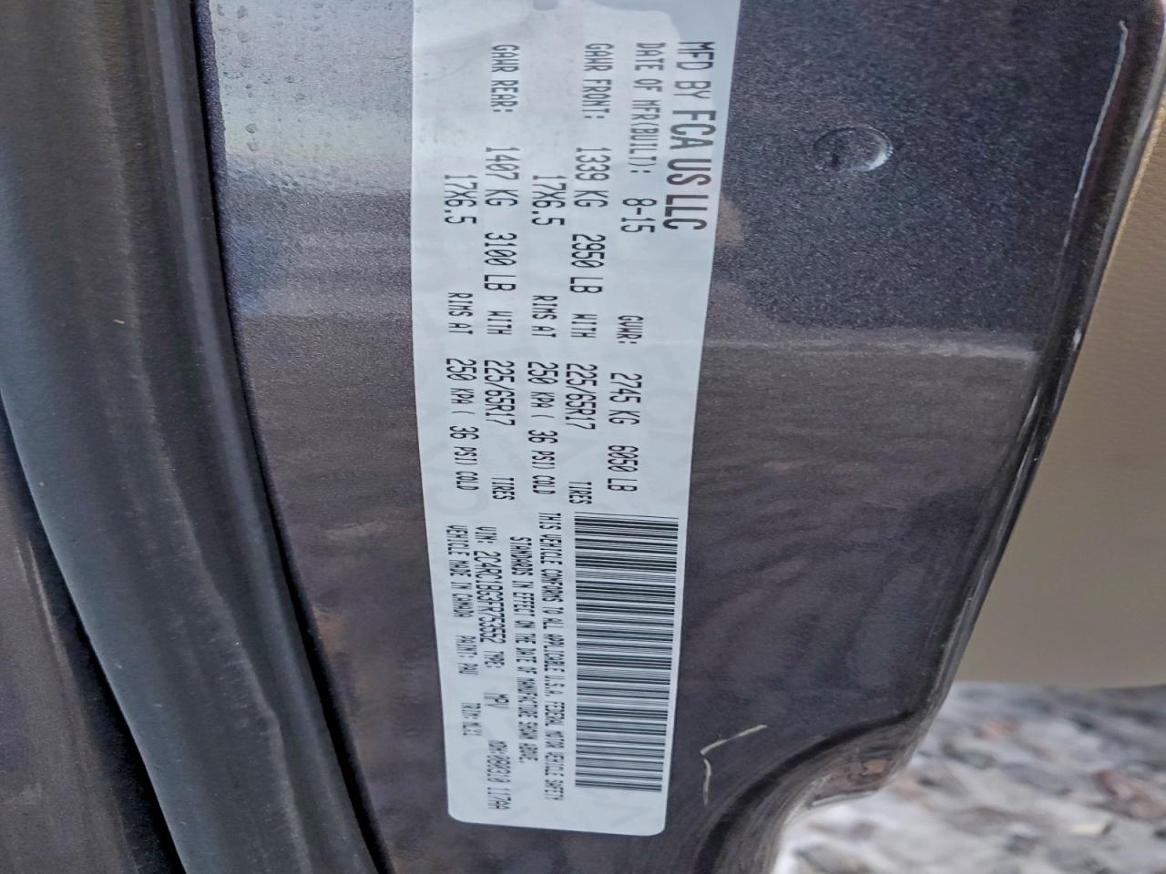 2015 Chrysler Town & Country Touring VIN: 2C4RC1BG3FR753552 Lot: 95914295