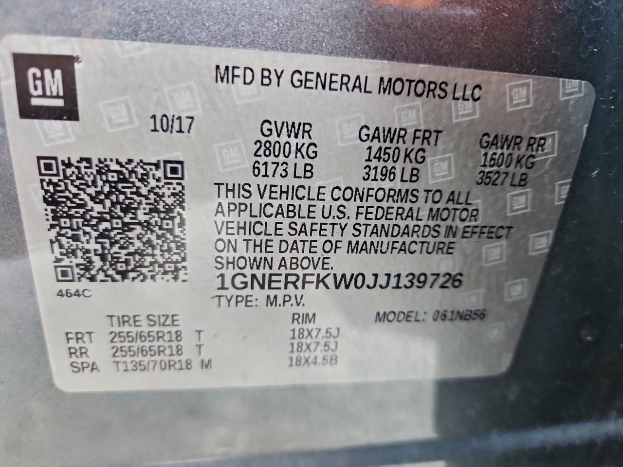 2018 Chevrolet Traverse Ls VIN: 1GNERFKW0JJ139726 Lot: 96064435