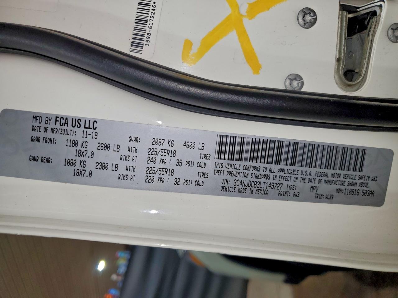 2020 Jeep Compass Limited VIN: 3C4NJDCB3LT149727 Lot: 96113545