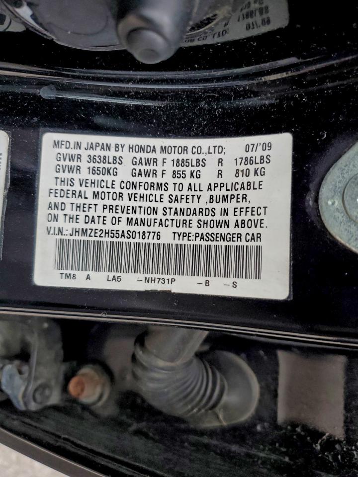 2010 Honda Insight Lx VIN: JHMZE2H55AS018776 Lot: 95710665