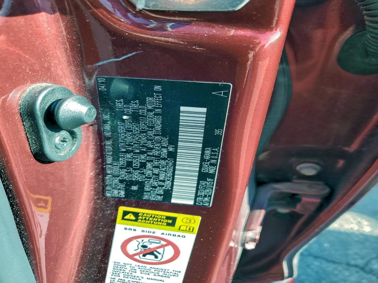 2010 Toyota Highlander VIN: 5TDBK3EH6AS024451 Lot: 96422365