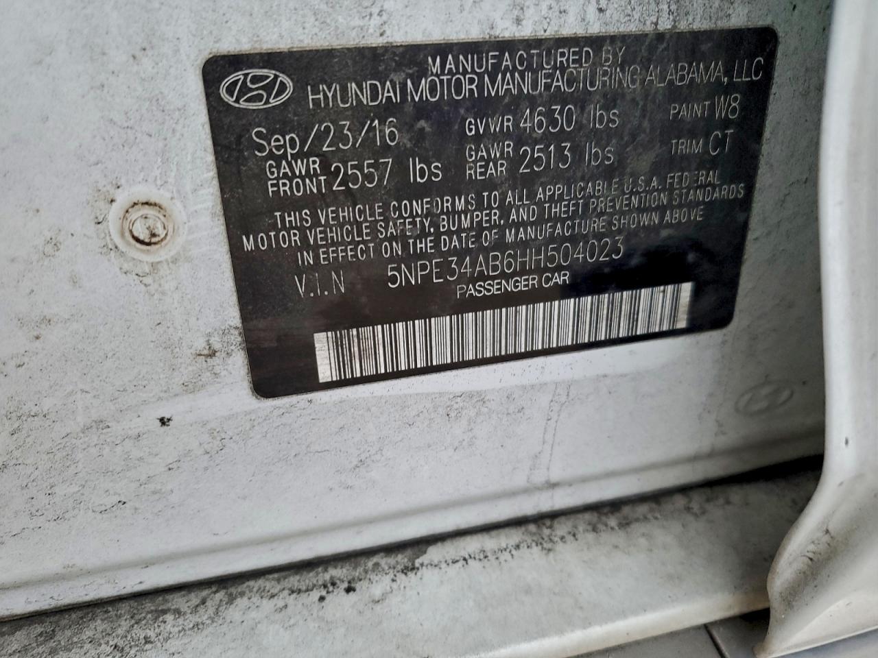 2017 Hyundai Sonata Sport VIN: 5NPE34AB6HH504023 Lot: 96816195