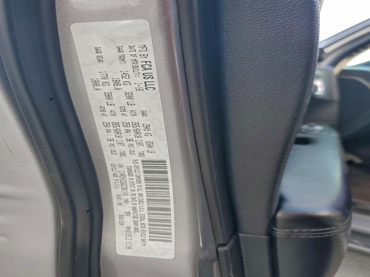 2016 Dodge Durango Limited VIN: 1C4RDHDG6GC301141 Lot: 95668585