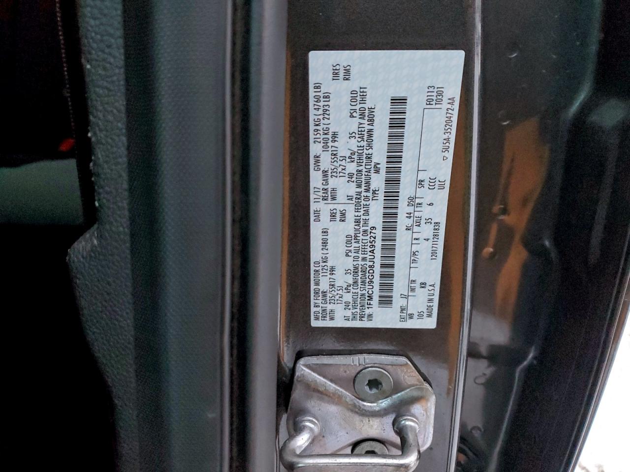 2018 Ford Escape Se VIN: 1FMCU9GD8JUA95279 Lot: 95441125