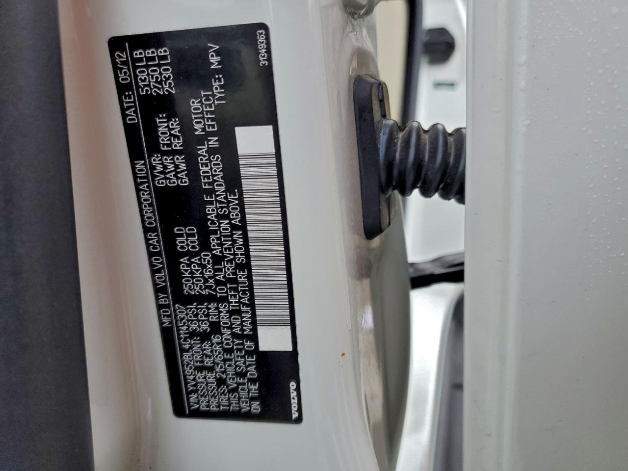 2012 Volvo Xc70 3.2 VIN: YV4952BL4C1145307 Lot: 94581985