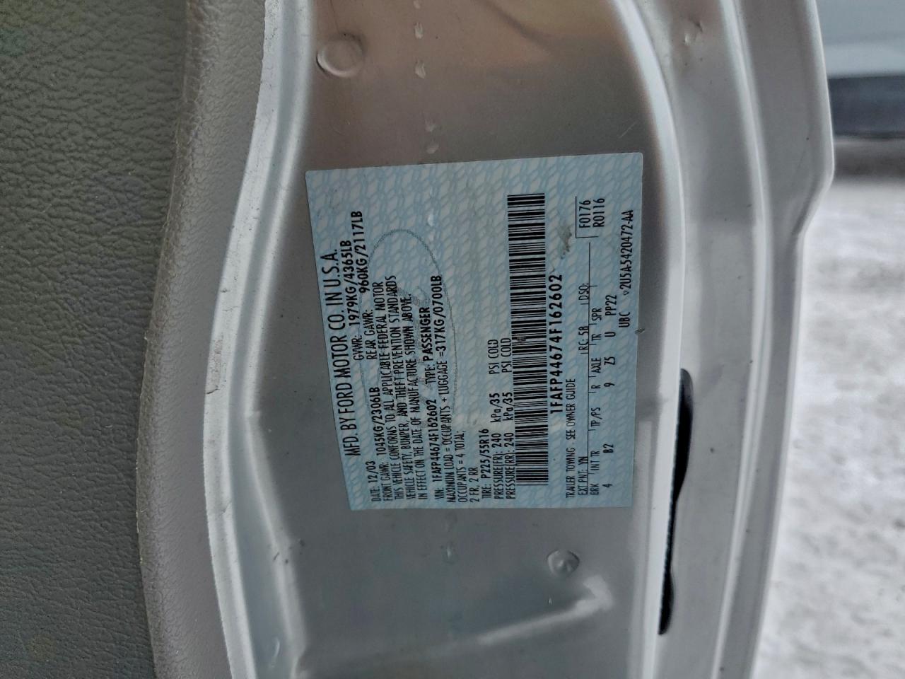 2004 Ford Mustang VIN: 1FAFP44674F162602 Lot: 95629955