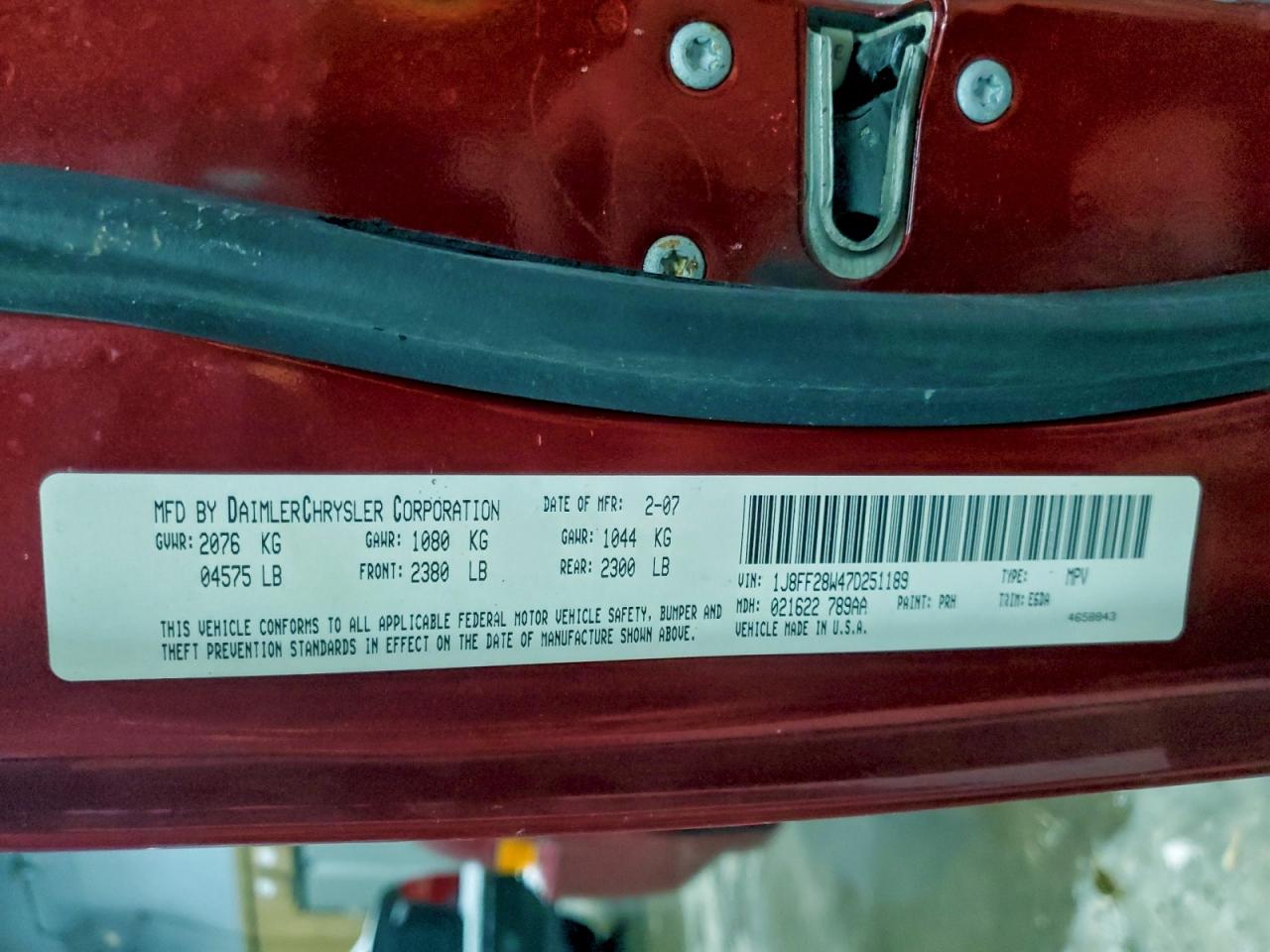 2007 Jeep Patriot Sport VIN: 1J8FF28W47D251189 Lot: 95506945