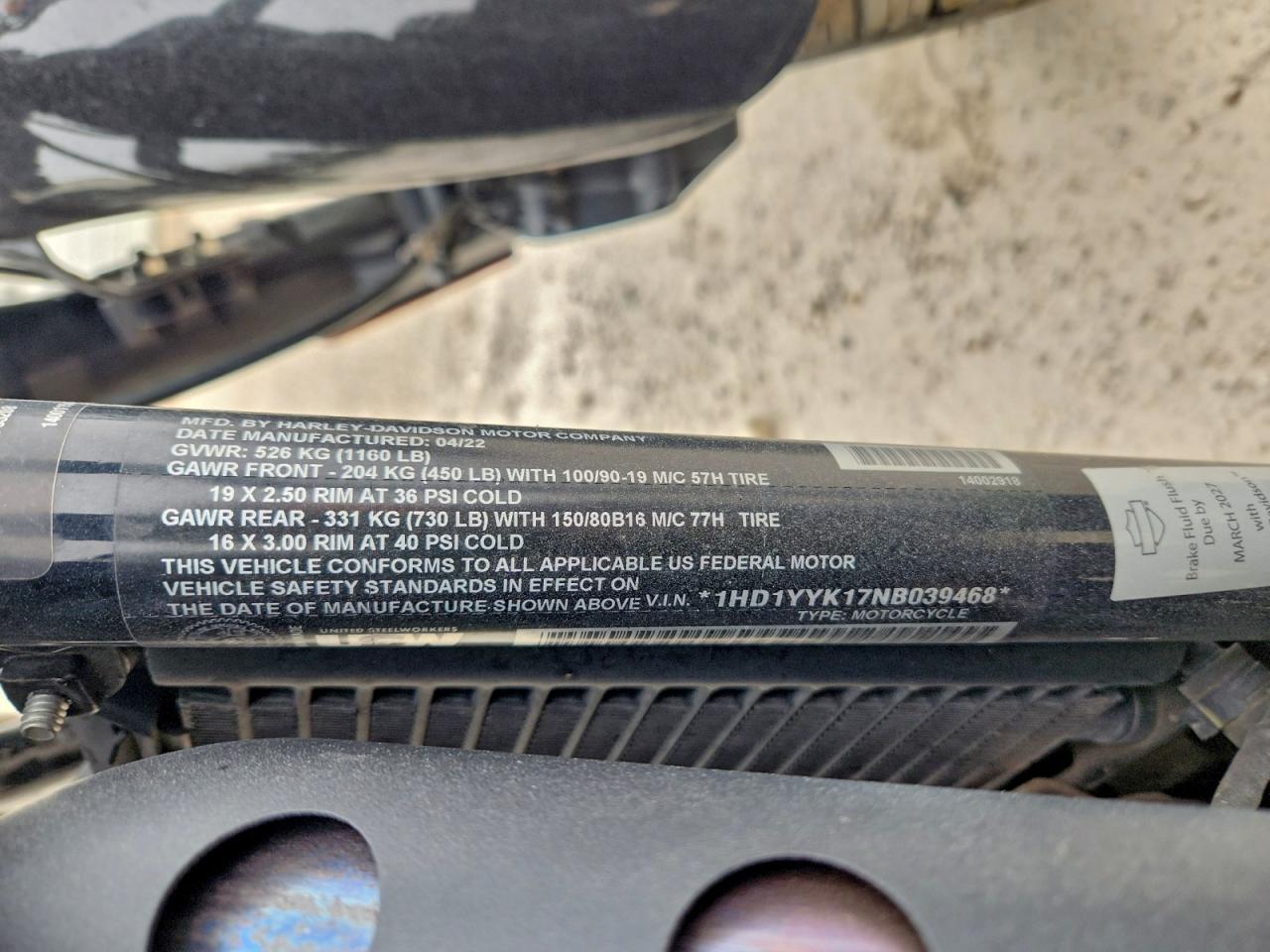 2022 Harley-Davidson Fxbbs VIN: 1HD1YYK17NB039468 Lot: 94302635