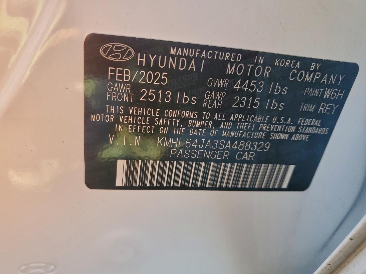 2025 Hyundai Sonata Sel VIN: KMHL64JA3SA488329 Lot: 95431685