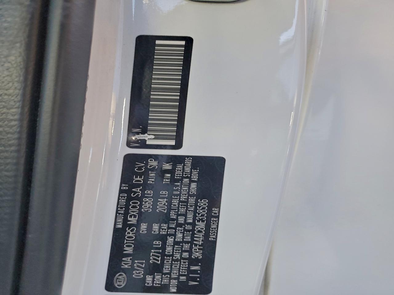 2021 Kia Forte Gt VIN: 3KPF44AC8ME358586 Lot: 95034925