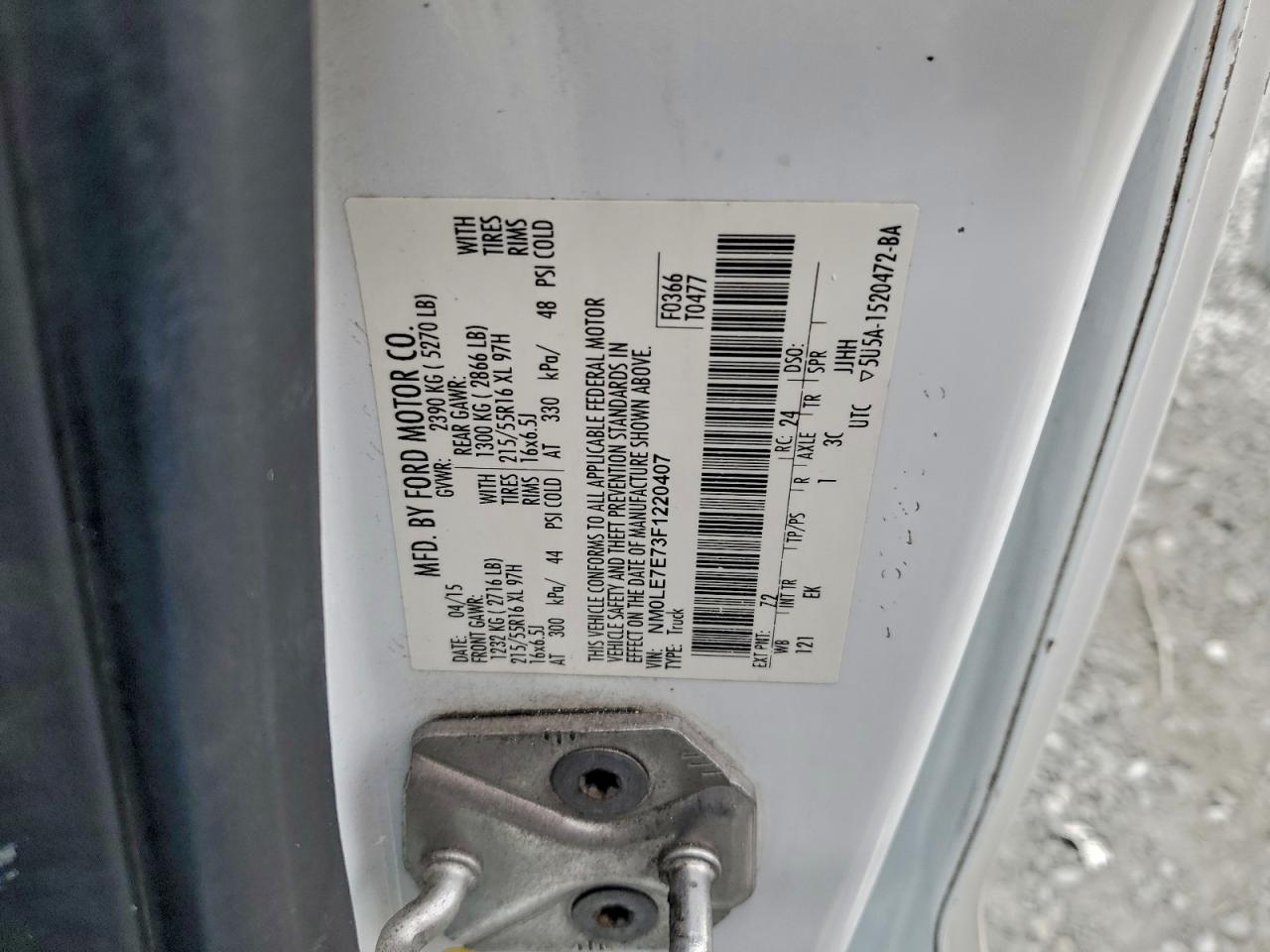 2015 Ford Transit Connect Xl VIN: NM0LE7E73F1220407 Lot: 94985795