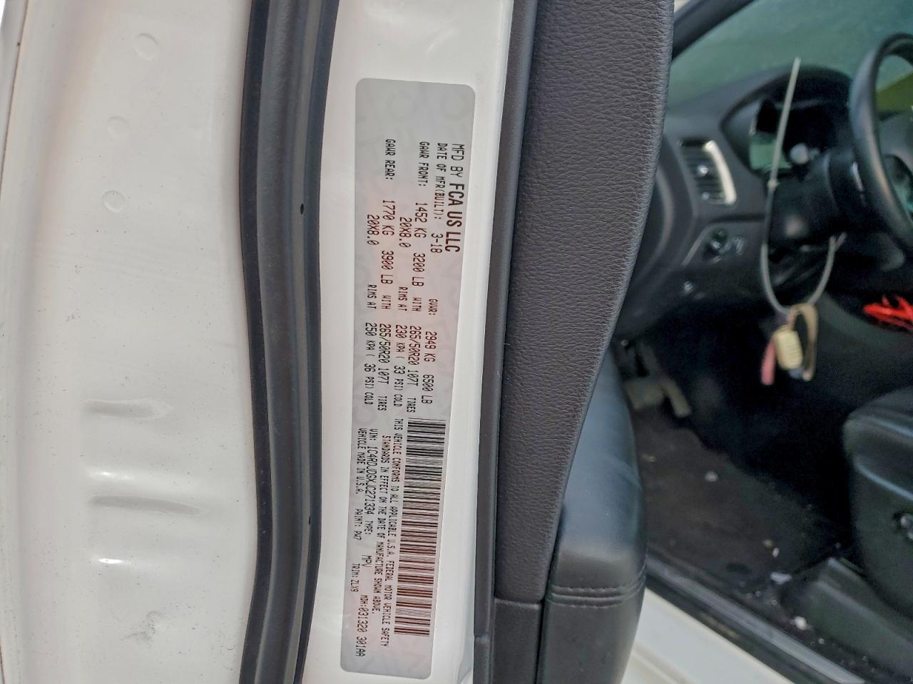 2018 Dodge Durango Gt VIN: 1C4RDJDGXJC271334 Lot: 94595915