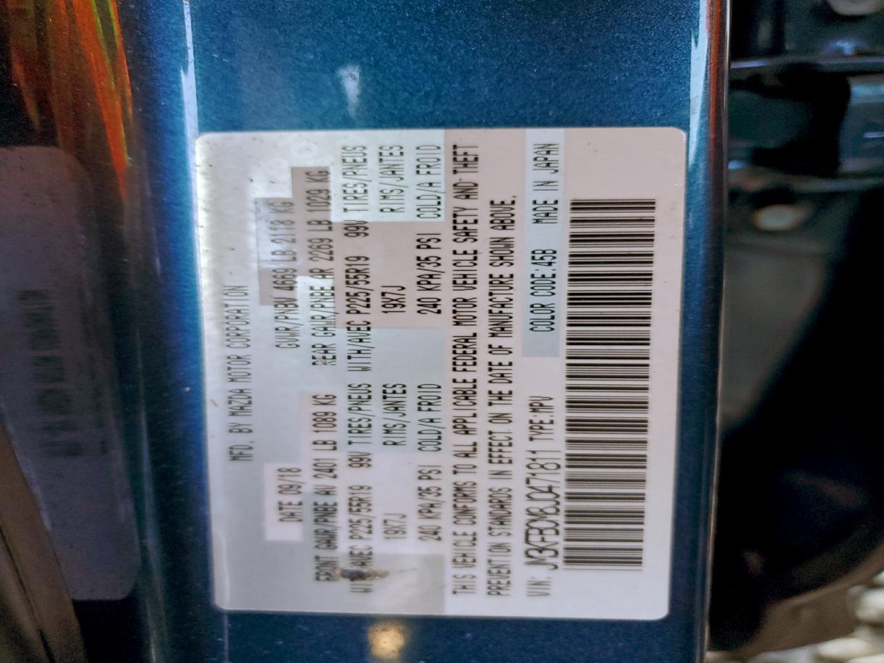 2018 Mazda Cx-5 Touring VIN: JM3KFBCM8J0471811 Lot: 94628255