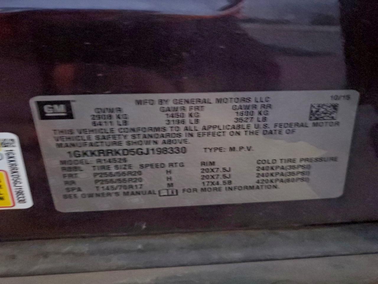 2016 GMC Acadia Slt-1 VIN: 1GKKRRKD5GJ198330 Lot: 94977705