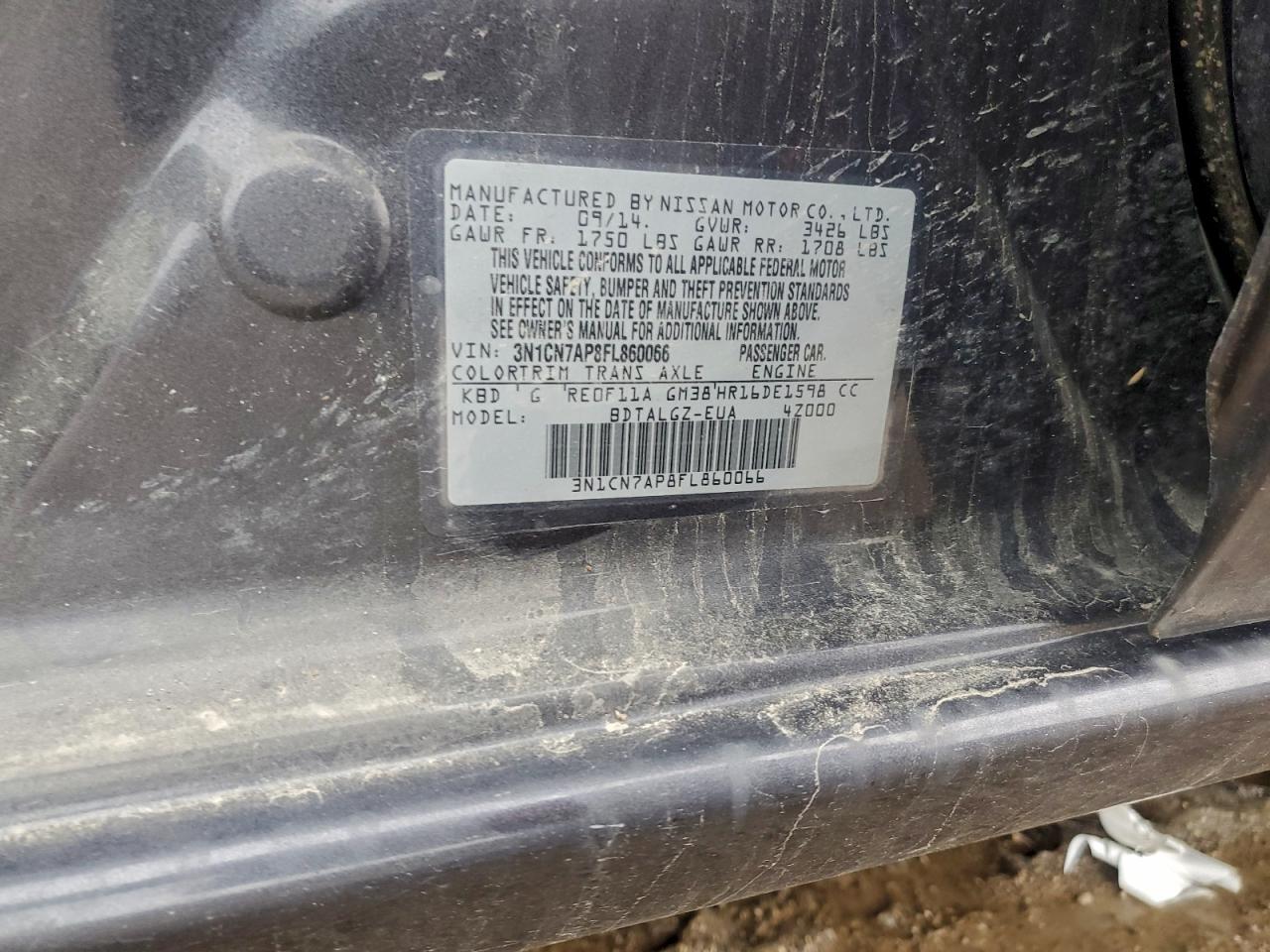 2015 Nissan Altima 2.5 VIN: 1N4AL3APXFN399218 Lot: 94718555