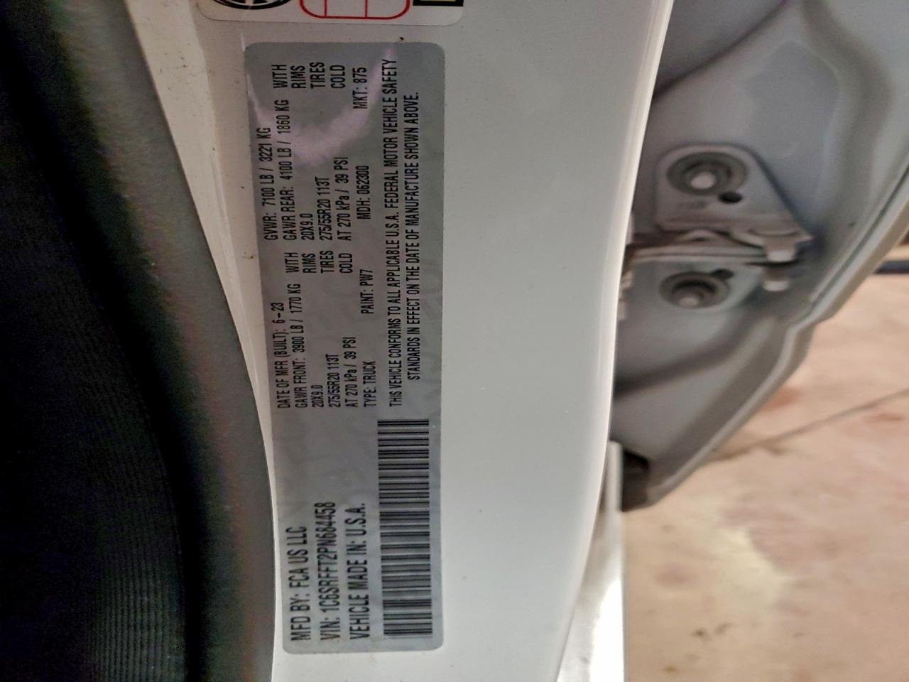 2023 Ram 1500 Big Horn/Lone Star VIN: 1C6SRFFT2PN684458 Lot: 97409675