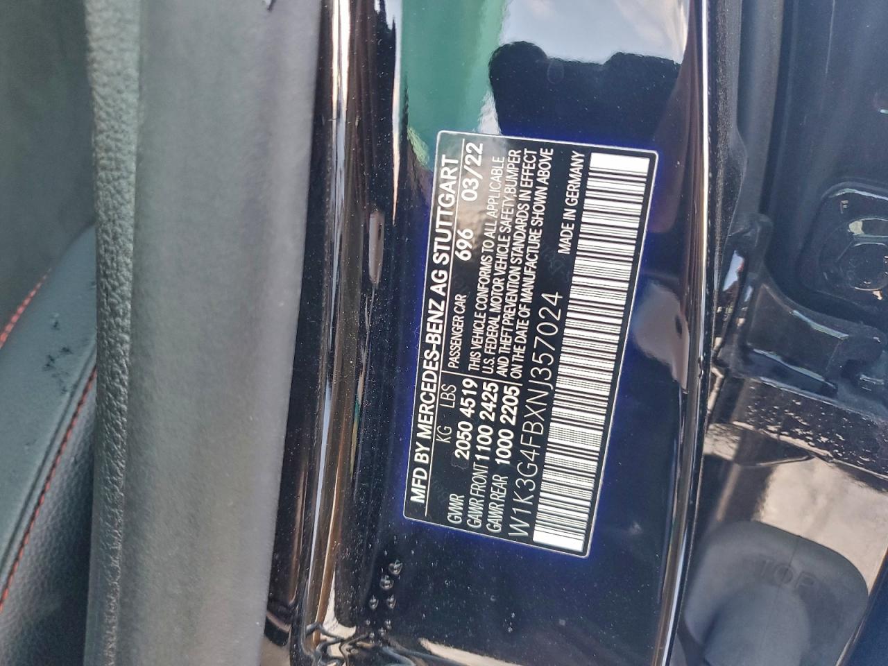 2022 Mercedes-Benz A 220 4Matic VIN: W1K3G4FBXNJ357024 Lot: 94985995