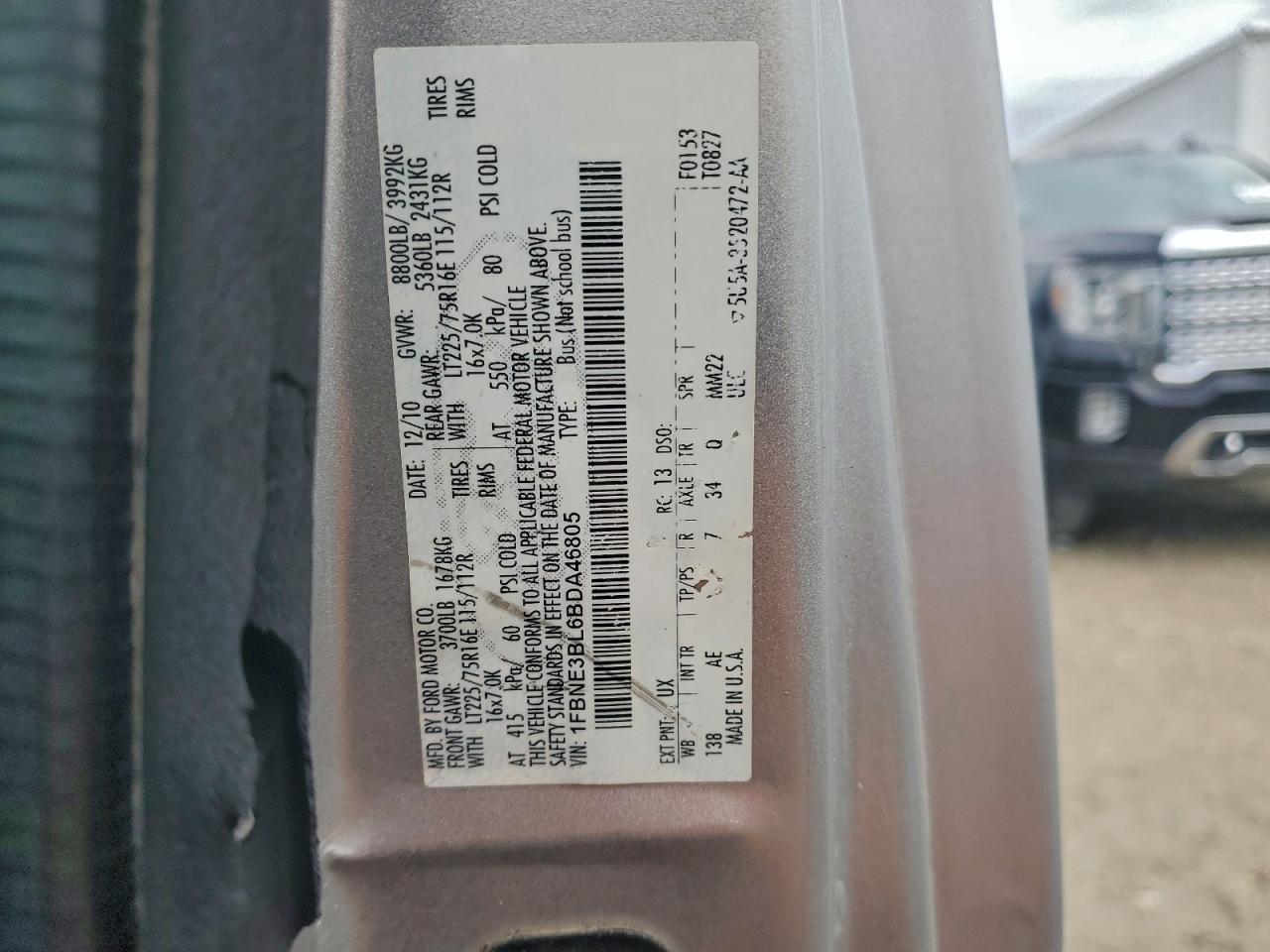 2011 Ford Econoline E350 Super Duty Wagon VIN: 1FBNE3BL6BDA46805 Lot: 95964865