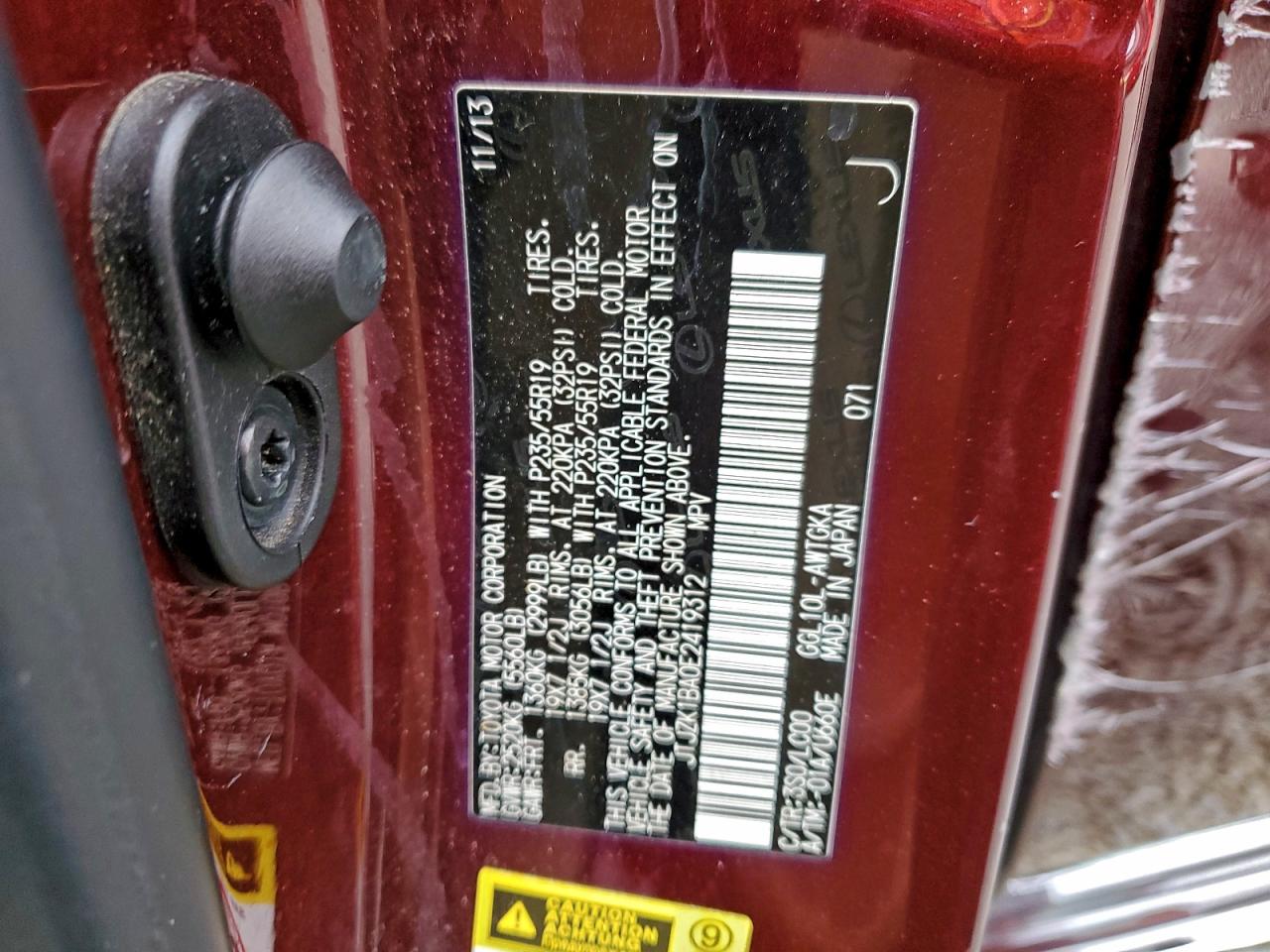 2014 Lexus Rx 350 VIN: JTJZK1BA0E2419312 Lot: 94327145