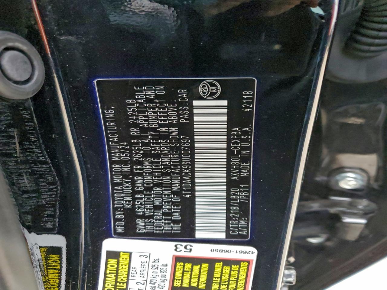 2025 Toyota Camry Xse VIN: 4T1DAACK9SU007697 Lot: 93786295