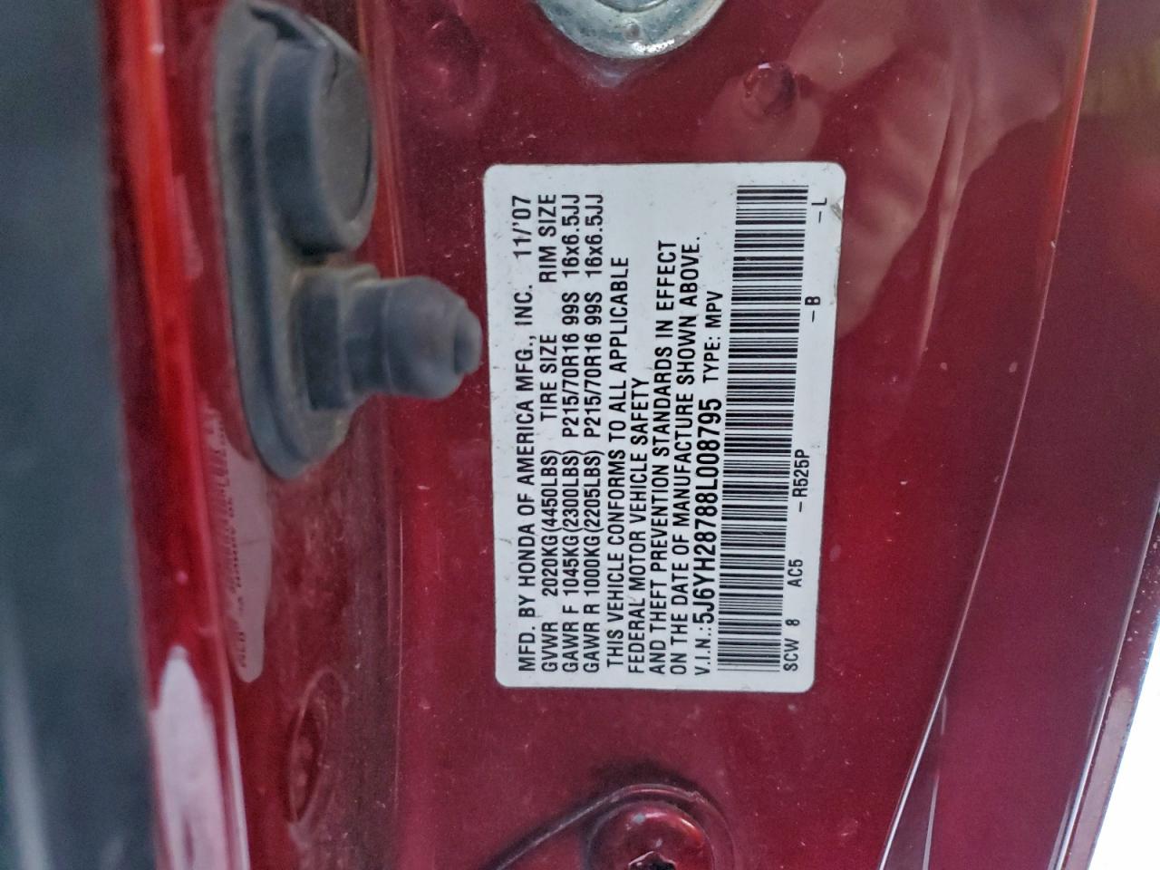 2008 Honda Element Ex VIN: 5J6YH28788L008795 Lot: 95156555