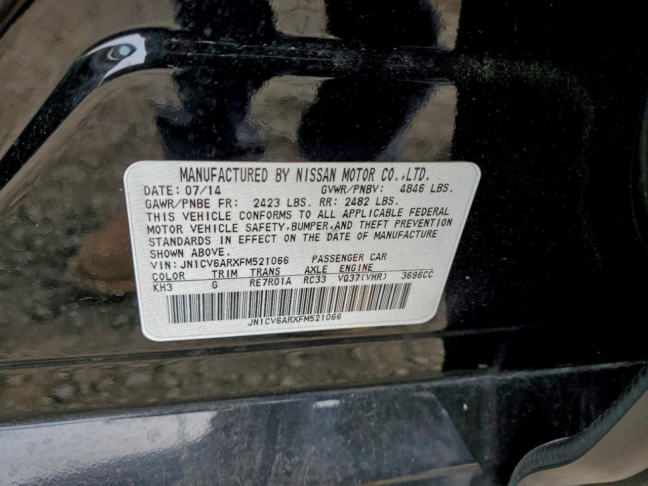 2015 Infiniti Q40 VIN: JN1CV6ARXFM521066 Lot: 95934075